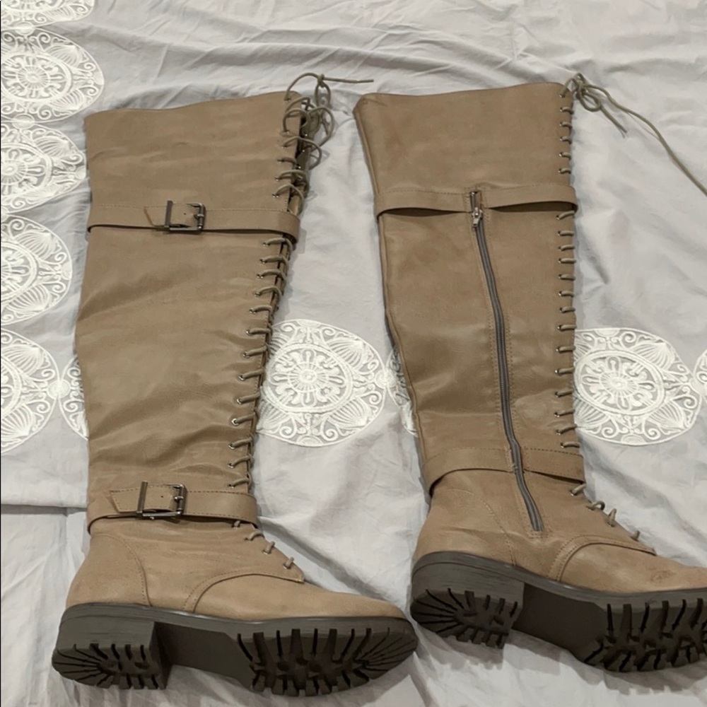 Over the knee lace up boots